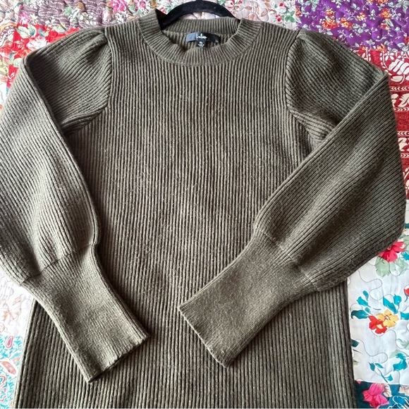 Lulus Loving You Fondly Olive Green Ribbed Knit Sweater Dress Size XL Cozy Fall - Picture 10 of 12